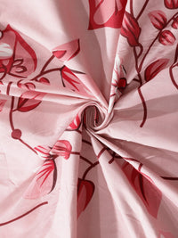 KLOTTHE Red & Pink Printed 300TC Dipasang Cadar Bujang & Sarung Bantal