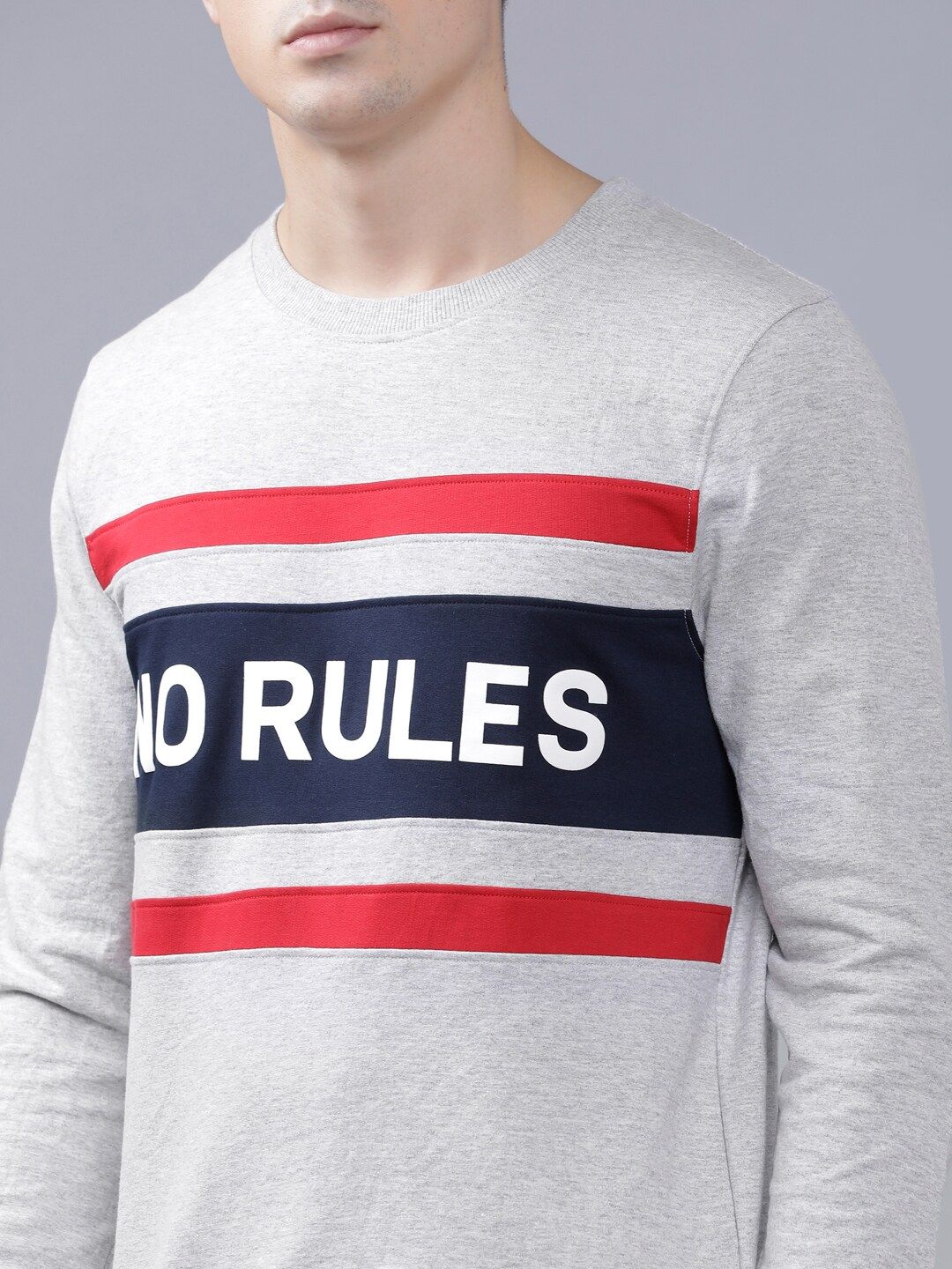 The Indian Garage Co Men Grey Melange Printed Sweatshirt
