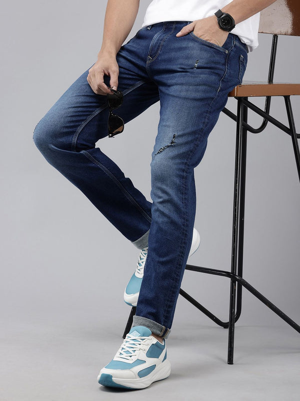 Spykar Men Ricardo Straight Fit Low Distress Light Light Fade Jeans Regingable