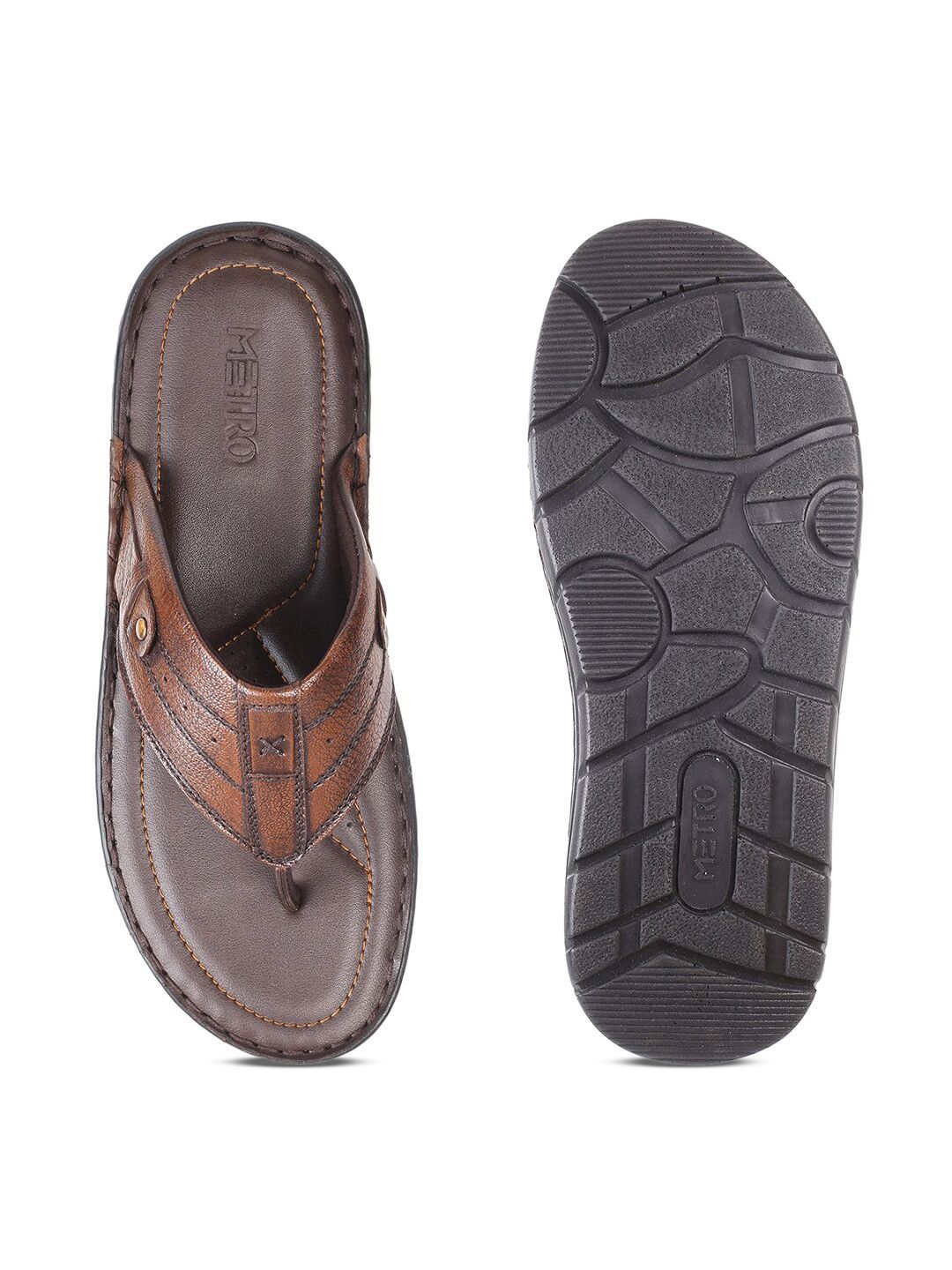 Metro Men Textured Leather Comfort Sandals