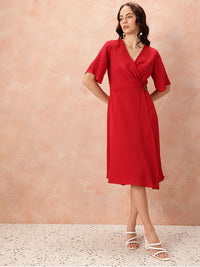 all about you V-Neck Pleated Wrap Dress
