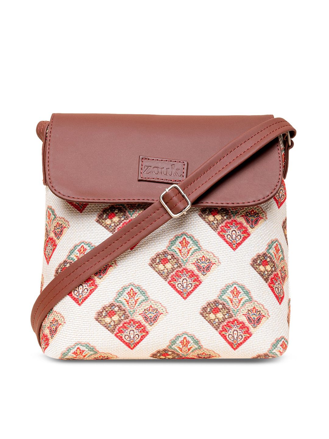 ZOUK Ethnic Motifs Printed Structured Sling Bag