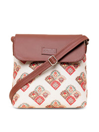 ZOUK Ethnic Motifs Printed Structured Sling Bag