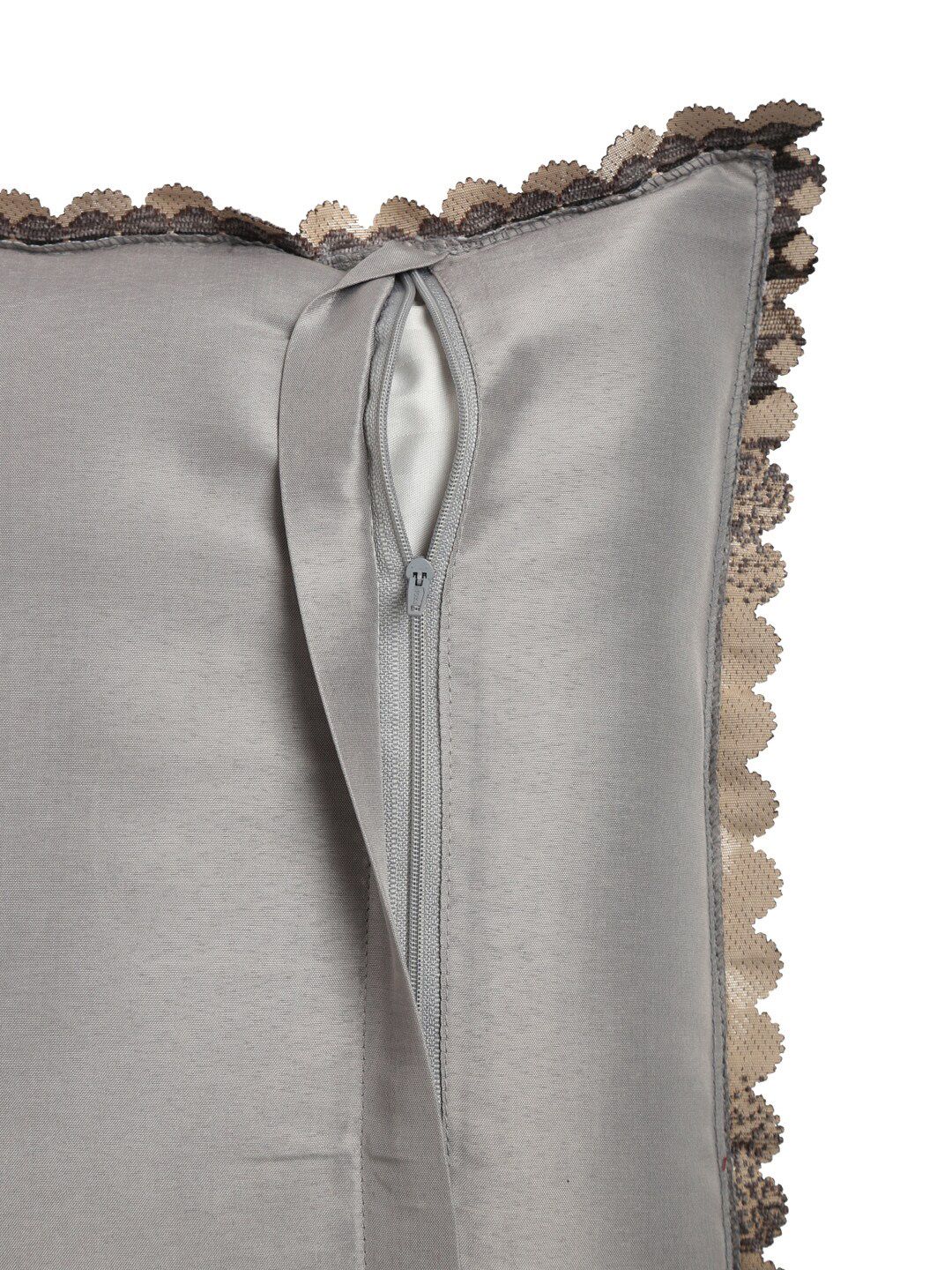 HOSTA HOMES Grey & Beige Set of 5 Velvet Square Cushion Covers