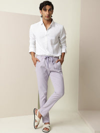 RARE RABBIT Men Monter Drawstring Striped Mid Rise Cotton Slim Fit Trouser