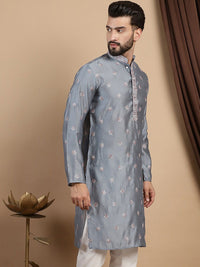 Anouk Floral Embroidered Thread Work Cotton Silk Straight Kurta