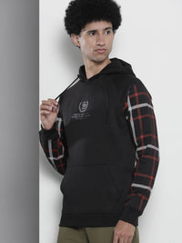 The Indian Garage Co Men Black Embroidered Hooded Sweatshirt