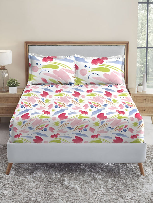 MYTRIDENT Sweet Temptation Soft Comfort Flat 210TC King Pure Cotton Bedsheet Set