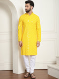 SOJANYA Kurta Kapas Tulen Bersulam Labuci Mandarin Dengan Churidar