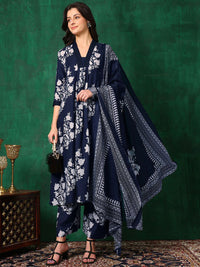 KALINI Women Floral Printed Regular Mirror Work Kurta with Palazzos & With Dupatta