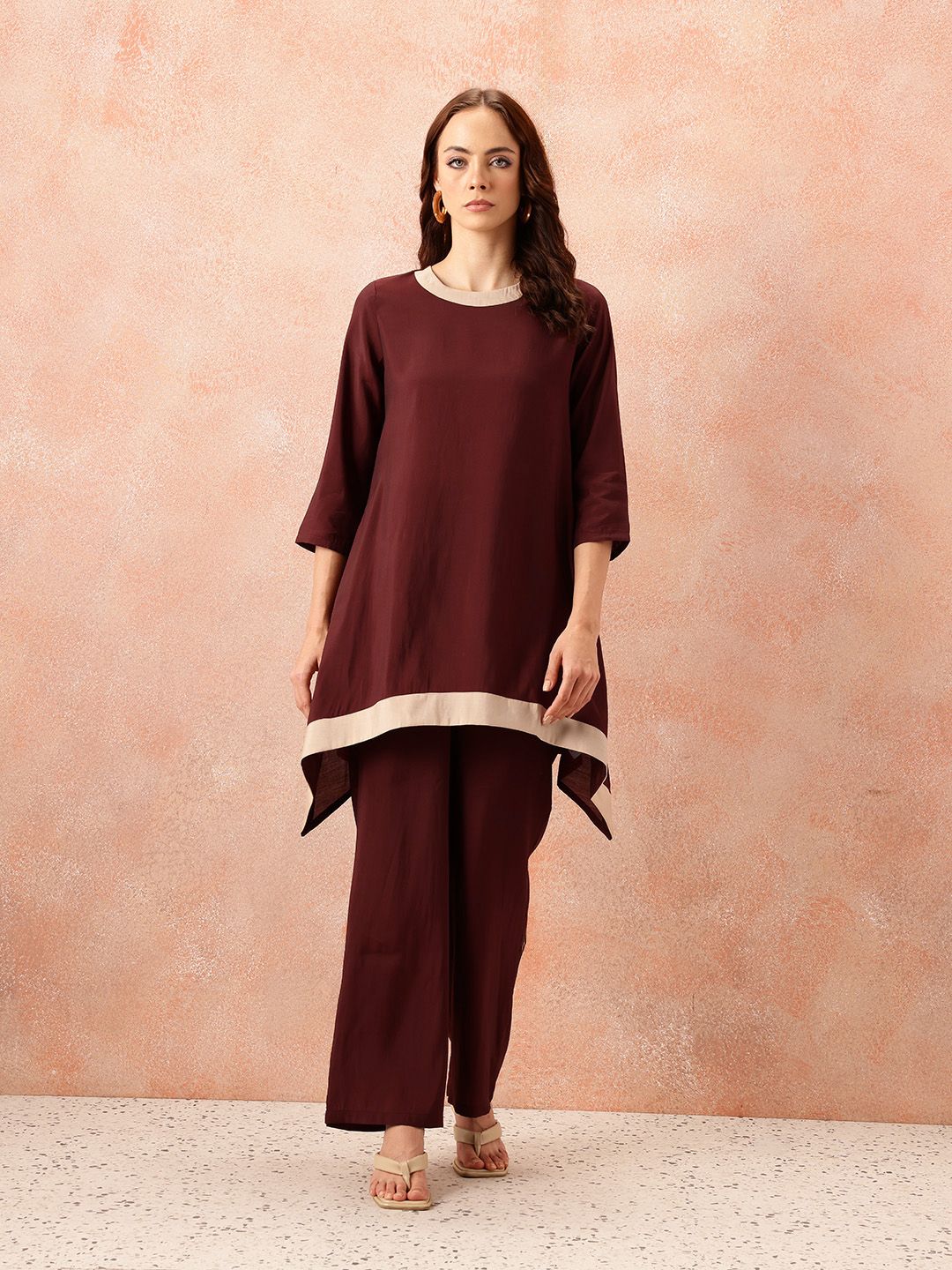all about you Contrast Neck Ethnic Co-Ords