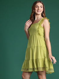 DressBerry Gathered & Pleated Detail Tiered A-Line Dress