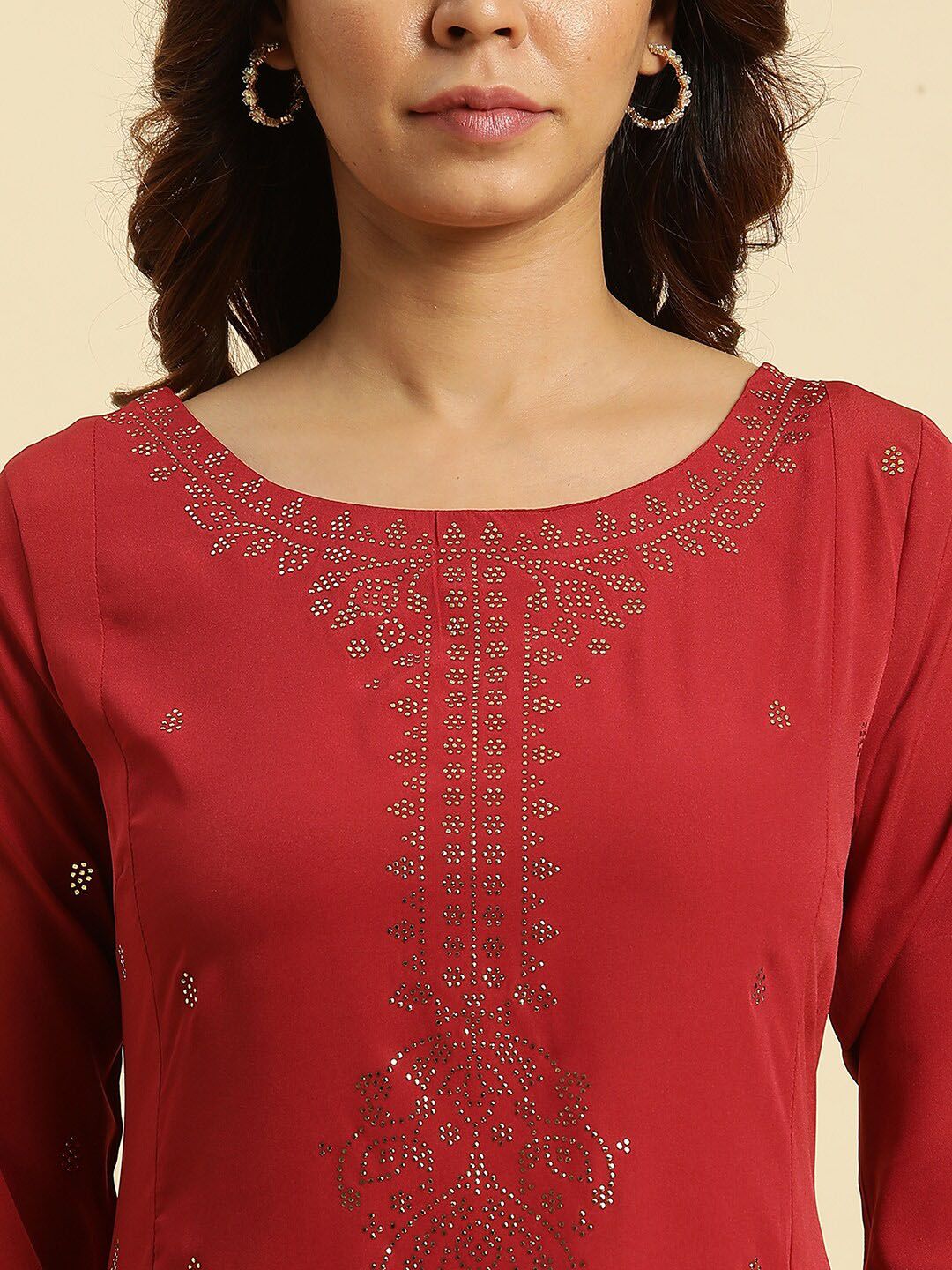 W Ethnic Motifs Embellished Sequinned Straight Kurta