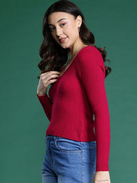 DressBerry Scoop Neck Ribbed Pullover