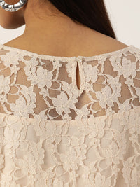 Antheaa Woman Floral Laced Peplum Top