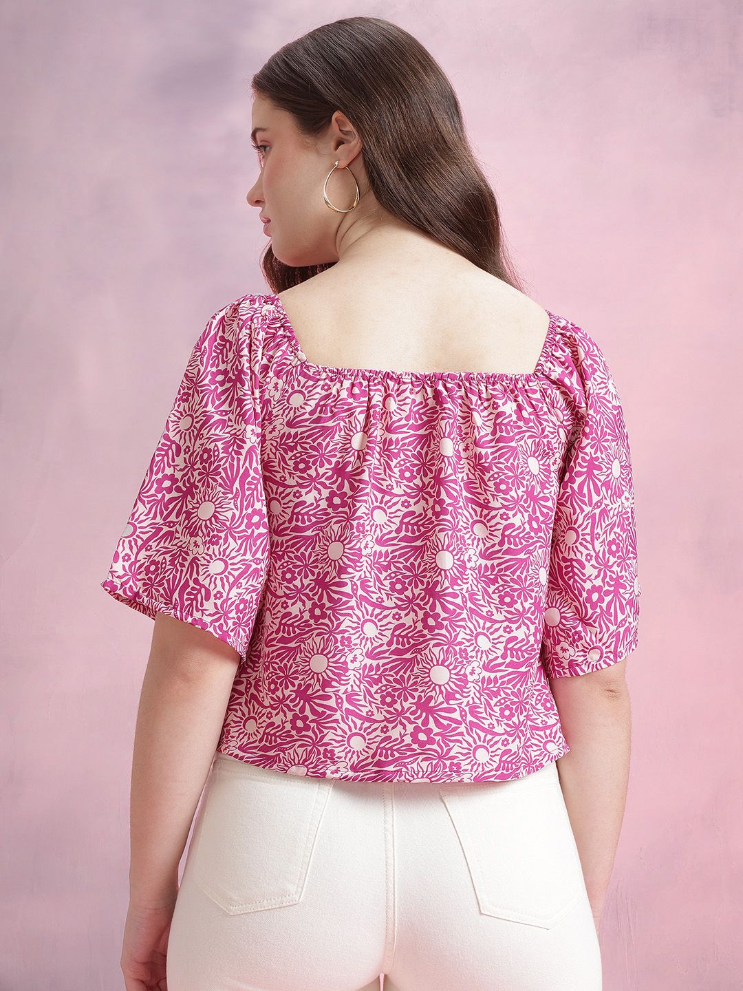DressBerry Floral Print Flared Sleeves Top