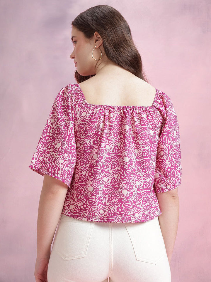 DressBerry Floral Print Flared Sleeves Top