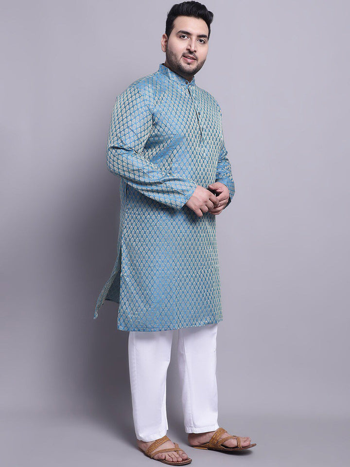 SOJANYA PLUS Ethnic Motifs Woven Design Kurta With Pyjamas & Nehru Jacket