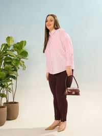 SASSAFRAS Curve Women Striped Spread Collar Shirt