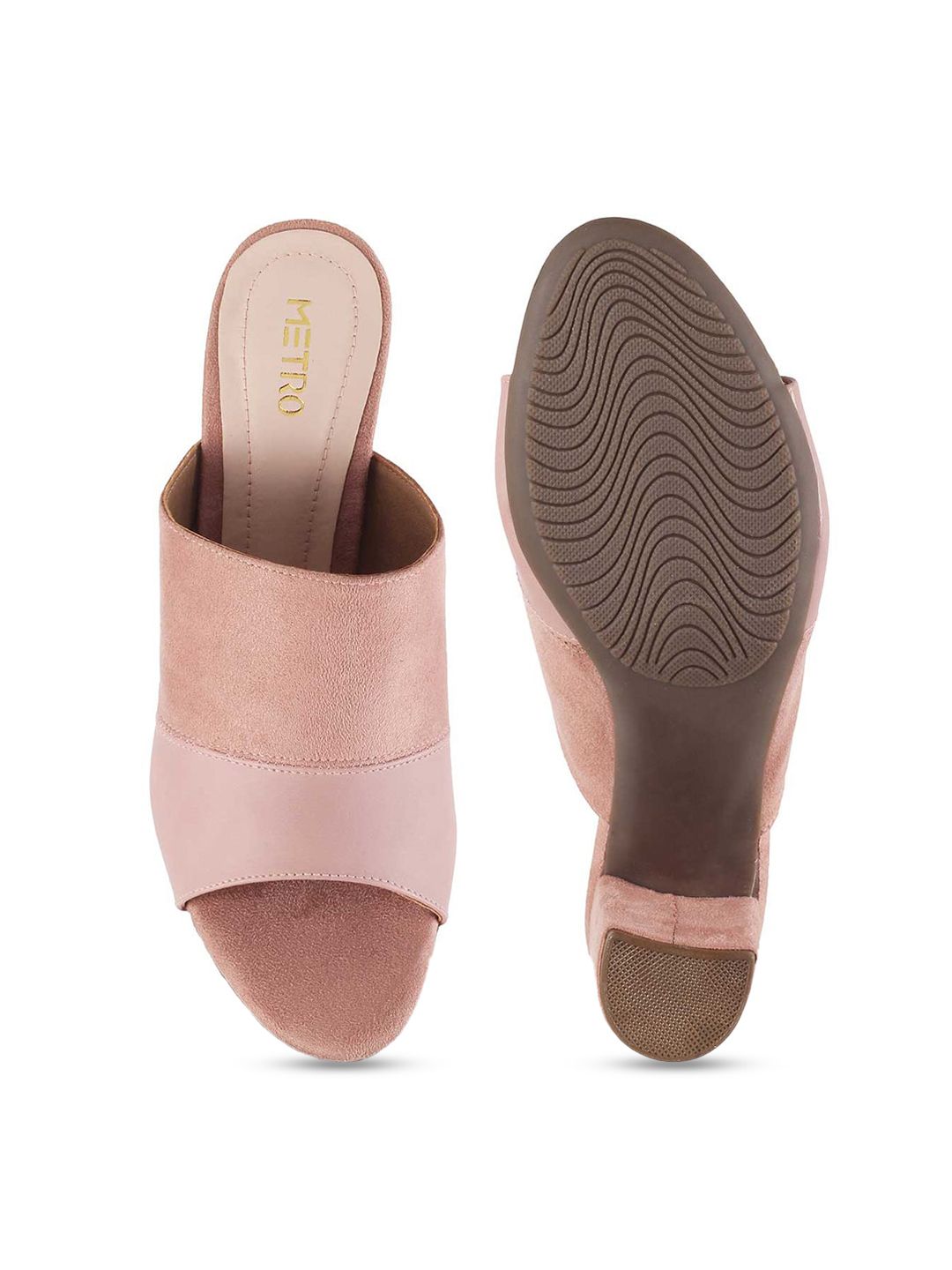 Metro Peach-Coloured Block Mules