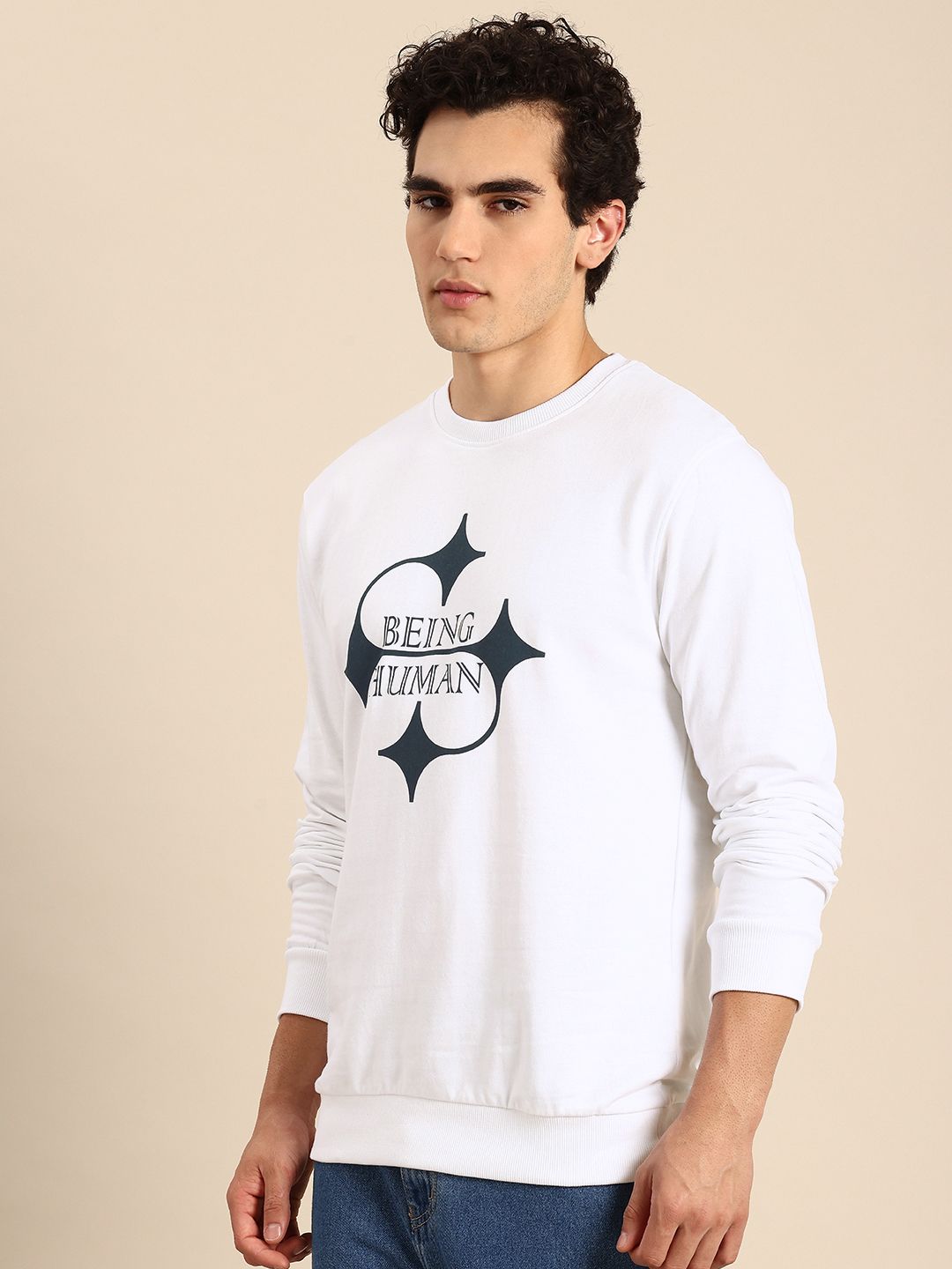 Being Human Brand Logo Printed Pure Cotton Sweatshirt