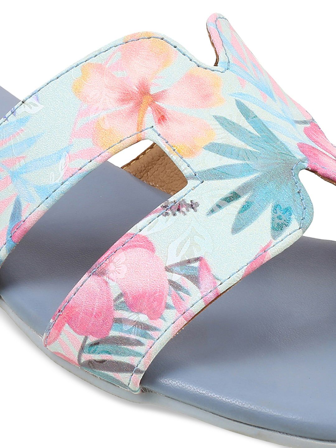 Mochi Printed Open Toe Flats