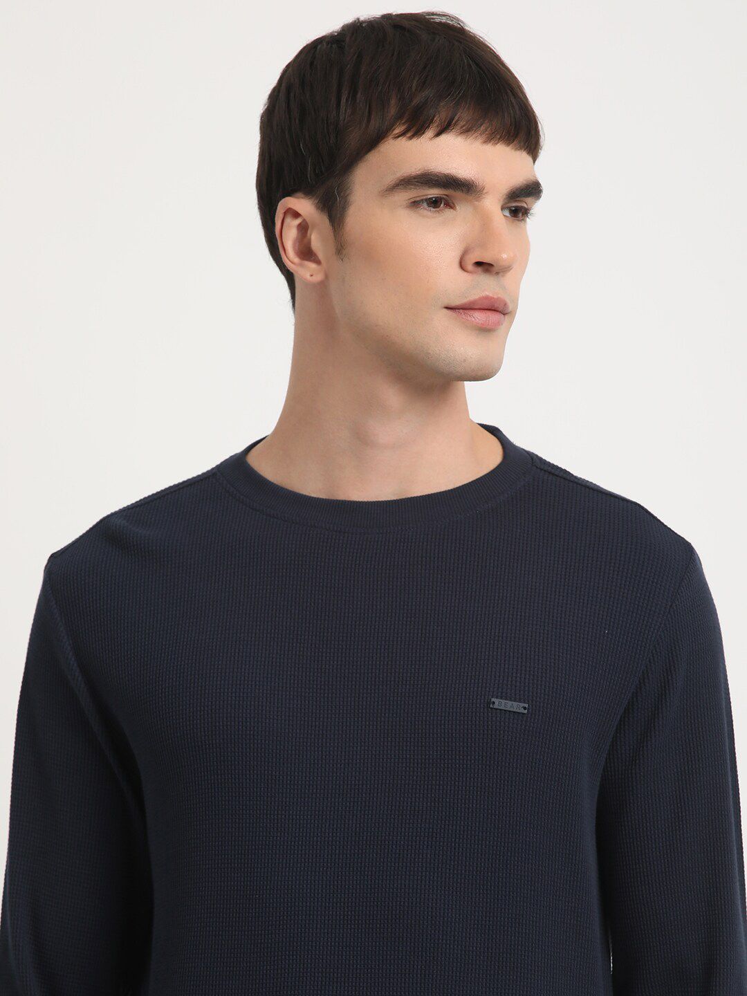 THE BEAR HOUSE Round Neck Pure Cotton Slim Fit T-shirt