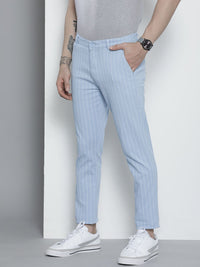 The Indian Garage Co Men Blue Striped Trousers