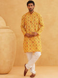 SOJANYA Ethnic Motifs Printed Mandarin Collar Straight Kurta With Churidar