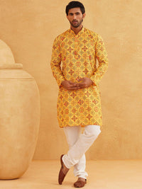 SOJANYA Ethnic Motifs Printed Mandarin Collar Straight Kurta With Churidar