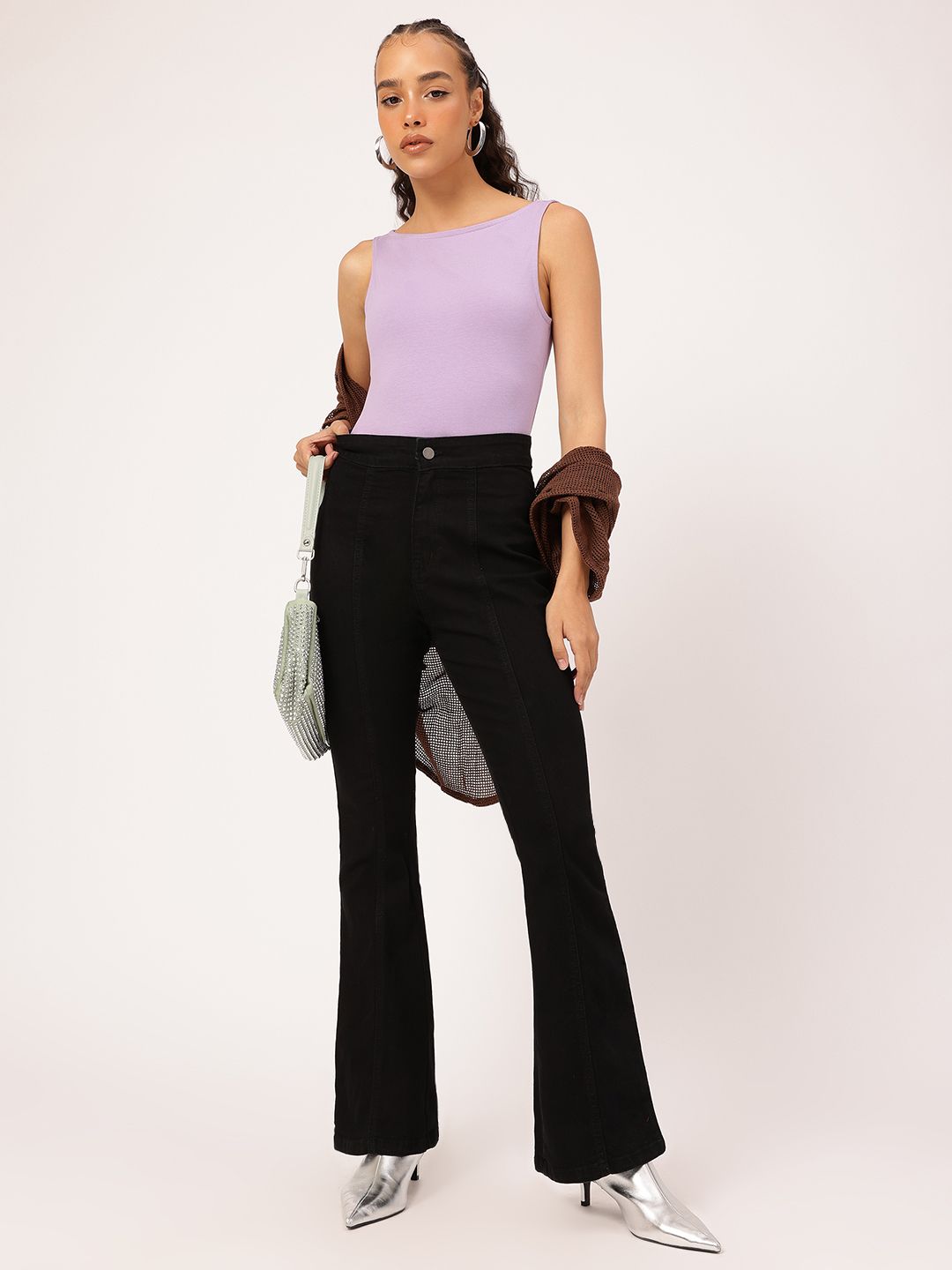 DressBerry Pastel Perfection Edgy Chic  Ribbed Boat Neck Top