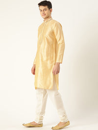 SOJANYA Men Beige Yoke Design Straight Kurta
