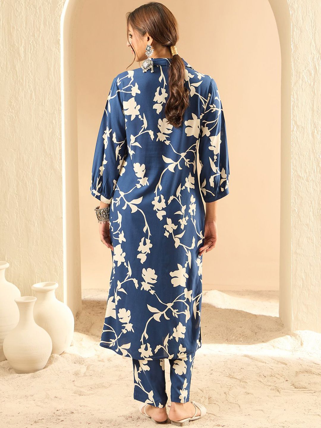 Indo Era Women Floral Printed Regular Kurta with Trousers