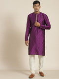 SOJANYA Lelaki Motif Etnik Ungu Jacquard Kurta