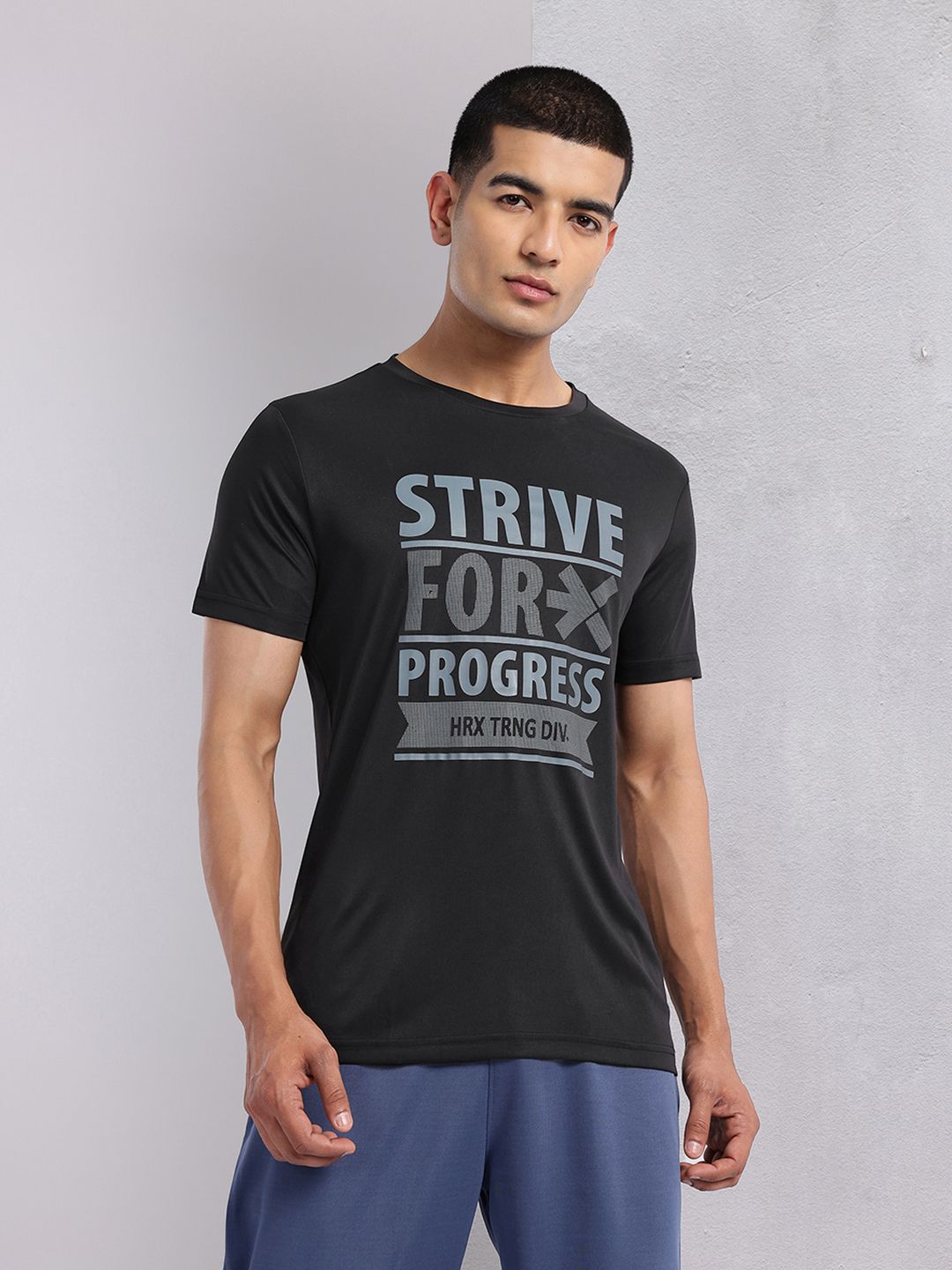 HRX by Hrithik Roshan Typography Printed Rapid-Dry Training T-shirt