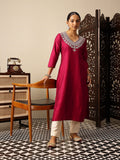 House of Pataudi V-Neck Embroidered Rozana Kurta
