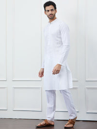 See Designs Striped Mandarin Collar Gotta Patti Cotton Kurta