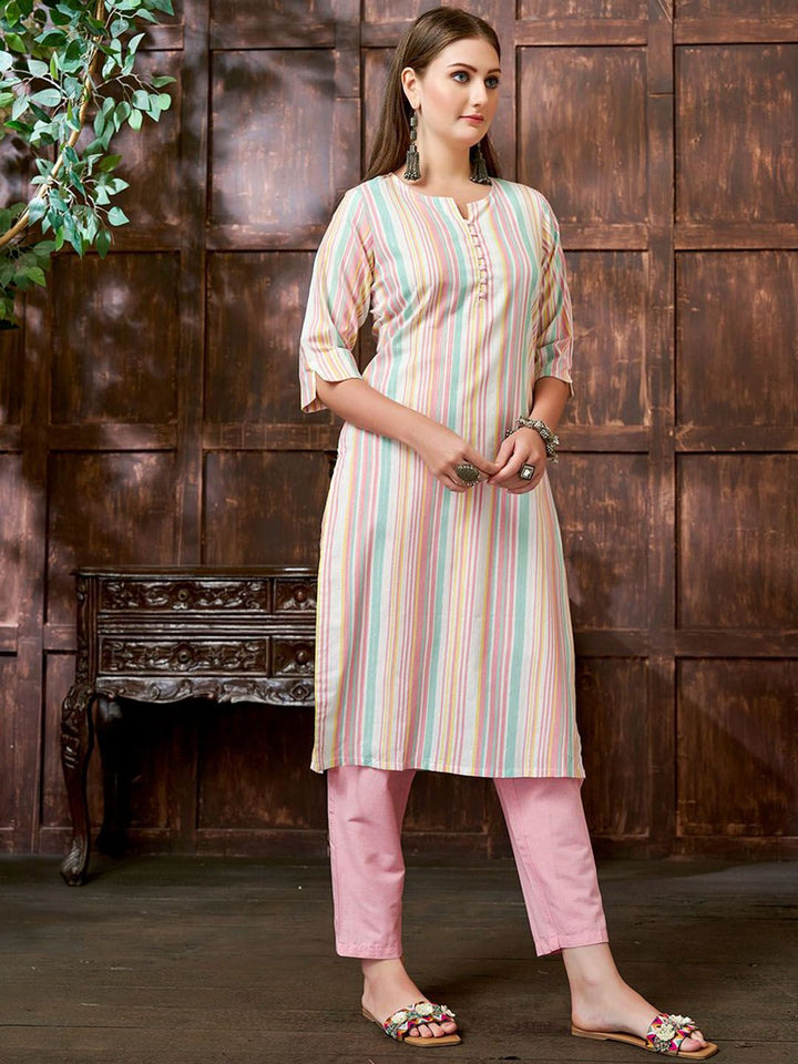 KALINI Striped Straight Kurta With Trouser