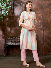 KALINI Striped Straight Kurta With Trouser