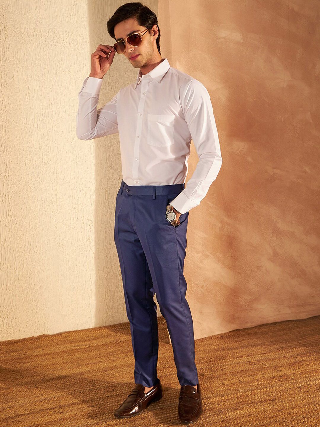 DENNISON Men Smart Tapered Fit Easy Wash Trousers
