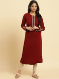W Floral Yoke Design Thread Work Regular Kurta with Leggings