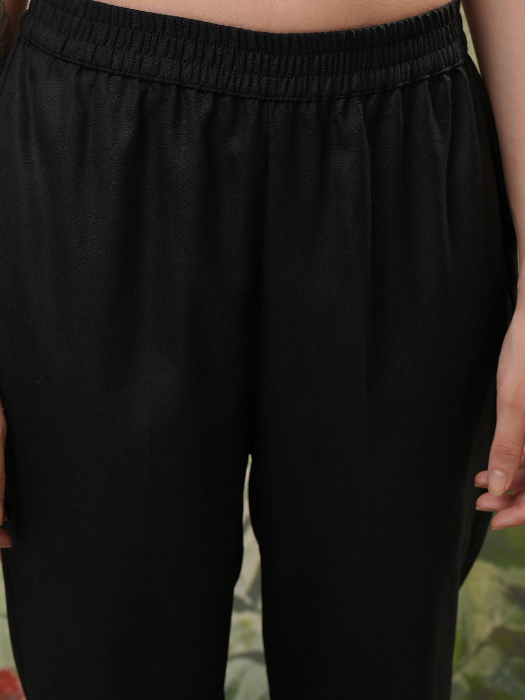 Vishudh Black Printed Regular Kurta with Trouser & Dupatta
