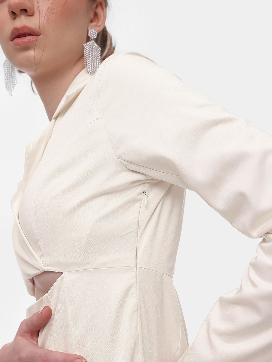 French Connection Lapel Collar Cut-Outs A-Line Mini Dress
