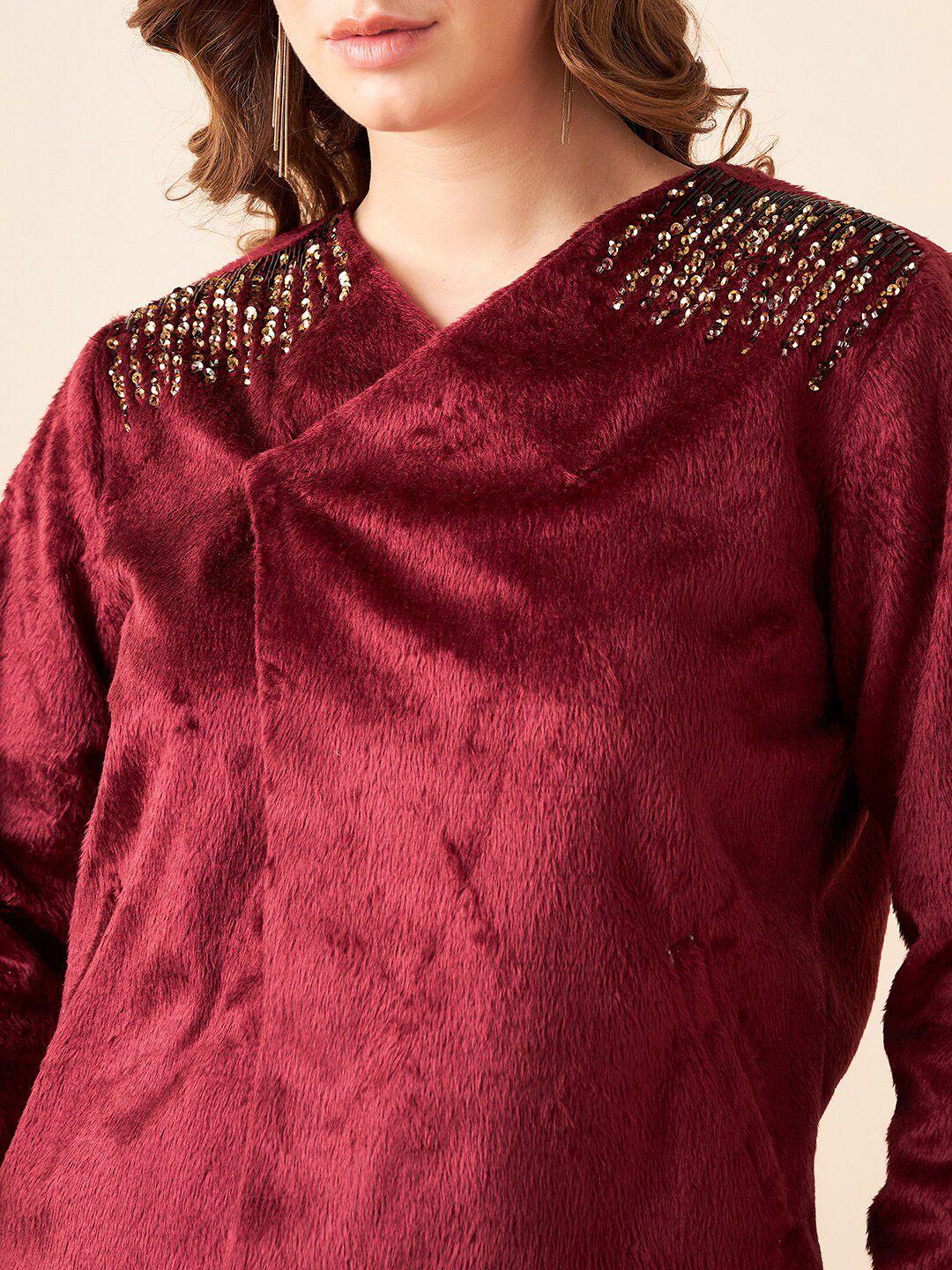 Antheaa Embellished Jacket With Pleated Palazzos