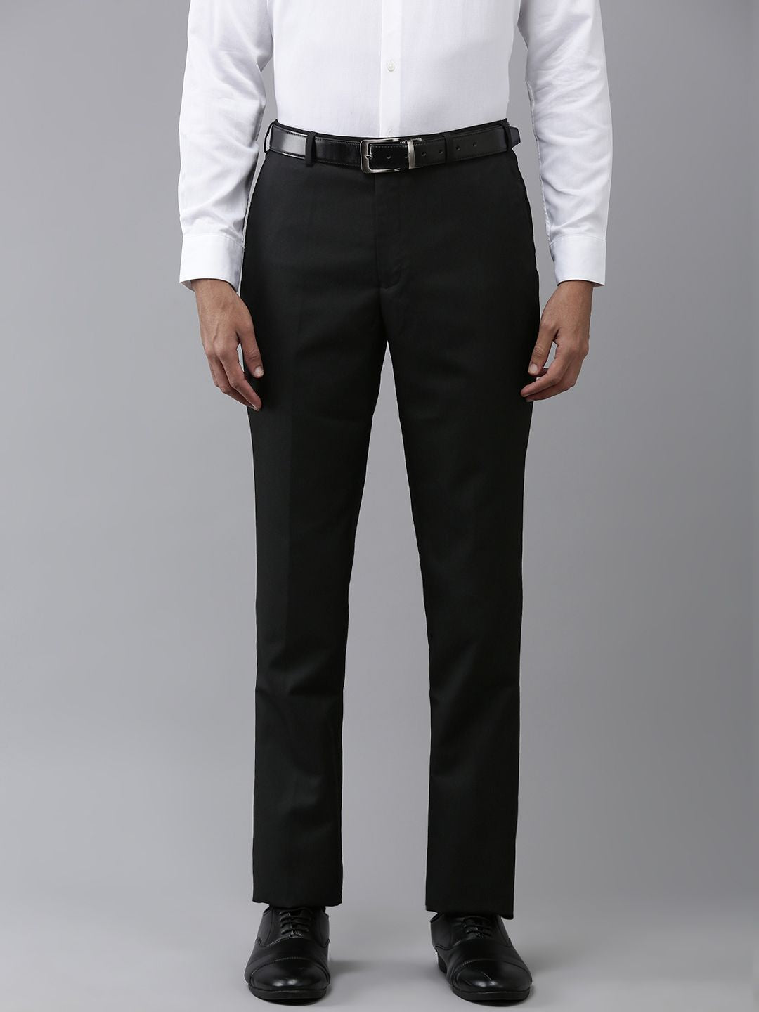 Park Avenue Men Self Design Textured Formal Trousers