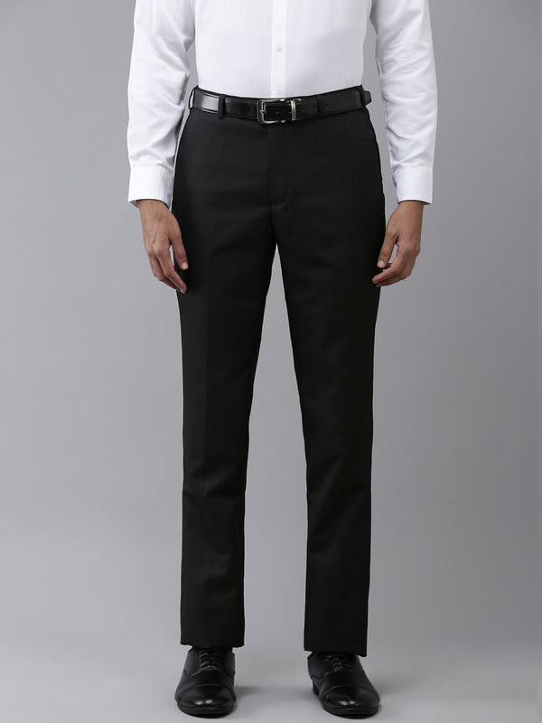 Park Avenue Men Self Design Textured Formal Trousers