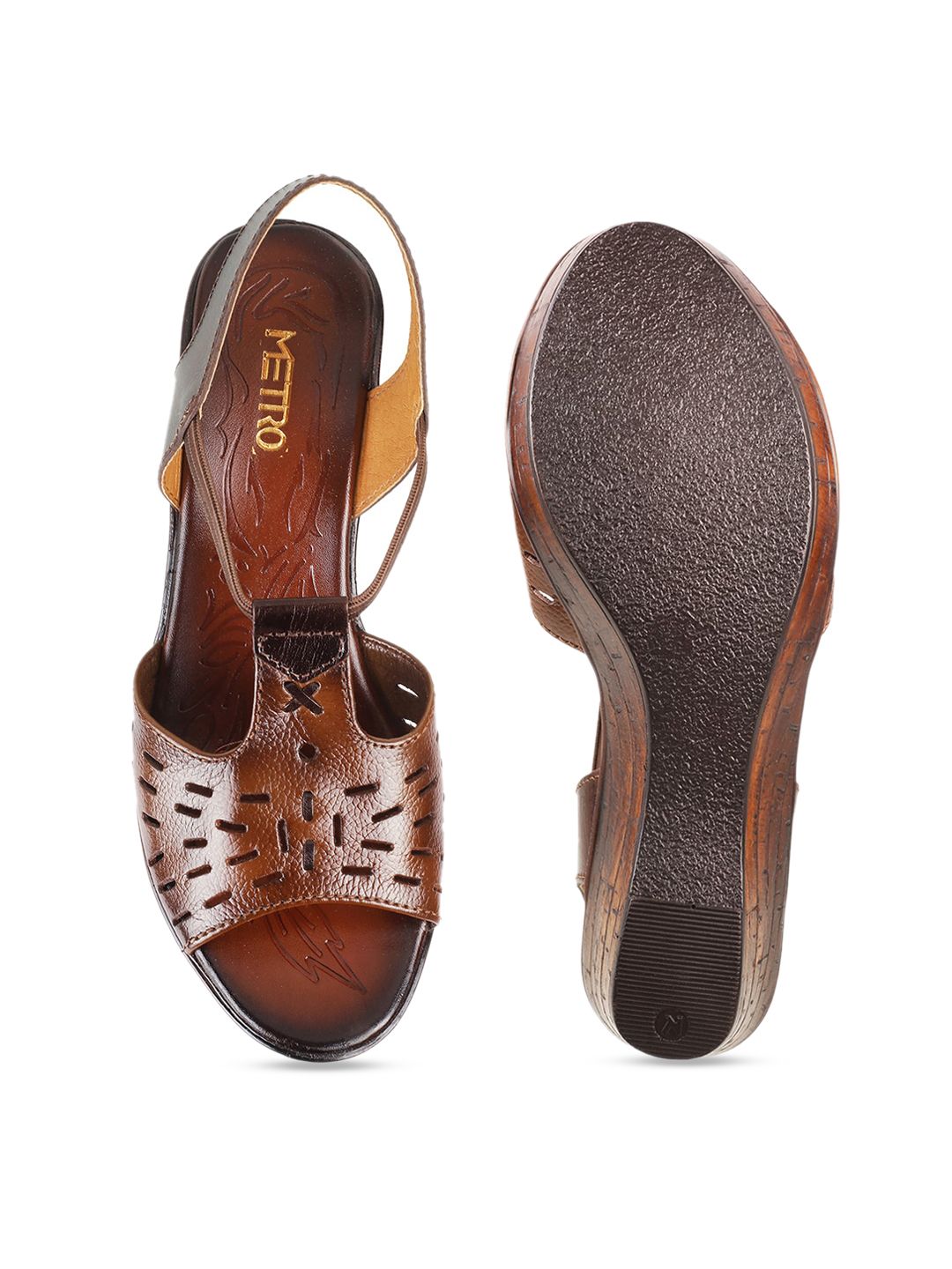 Metro Rust WOMEN Leather Wedge Sandals