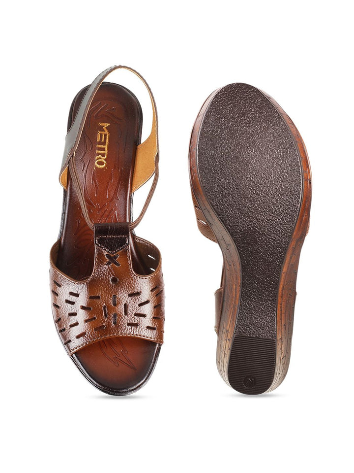 Metro Rust WOMEN Leather Wedge Sandals