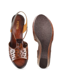 Metro Rust WOMEN Leather Wedge Sandals