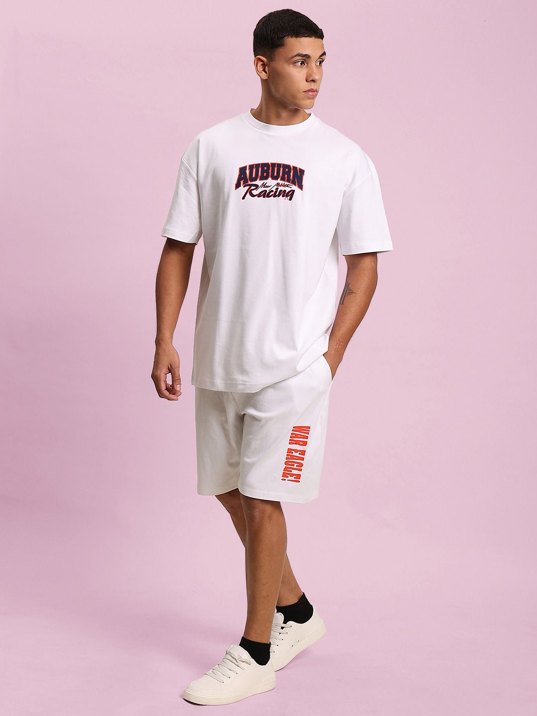 Bene Kleed Men Printed Cotton Applique Oversized T-shirt